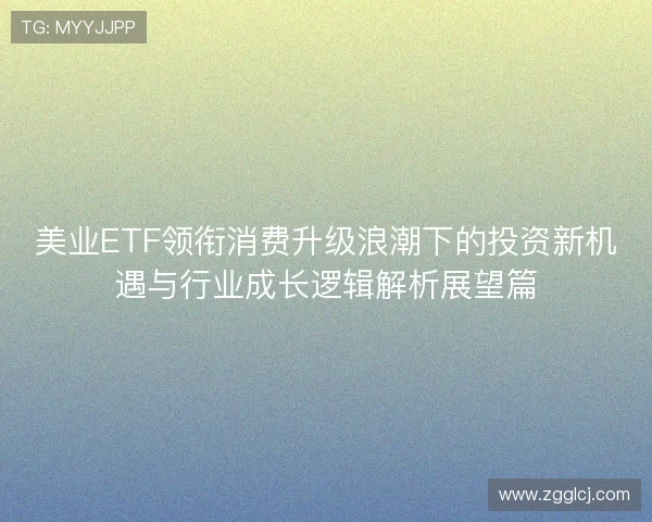 美业ETF领衔消费升级浪潮下的投资新机遇与行业成长逻辑解析展望篇 美业ETF领衔消费升级浪潮下的投资新机遇与行业成长逻辑解析展望篇